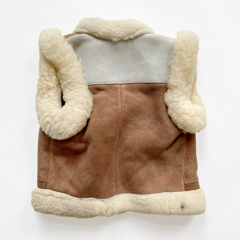 Vintage Leather Shearling Patchwork Vest