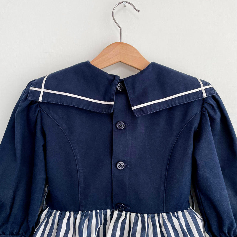 80s Vintage Sailor Cotton / Denim Dress