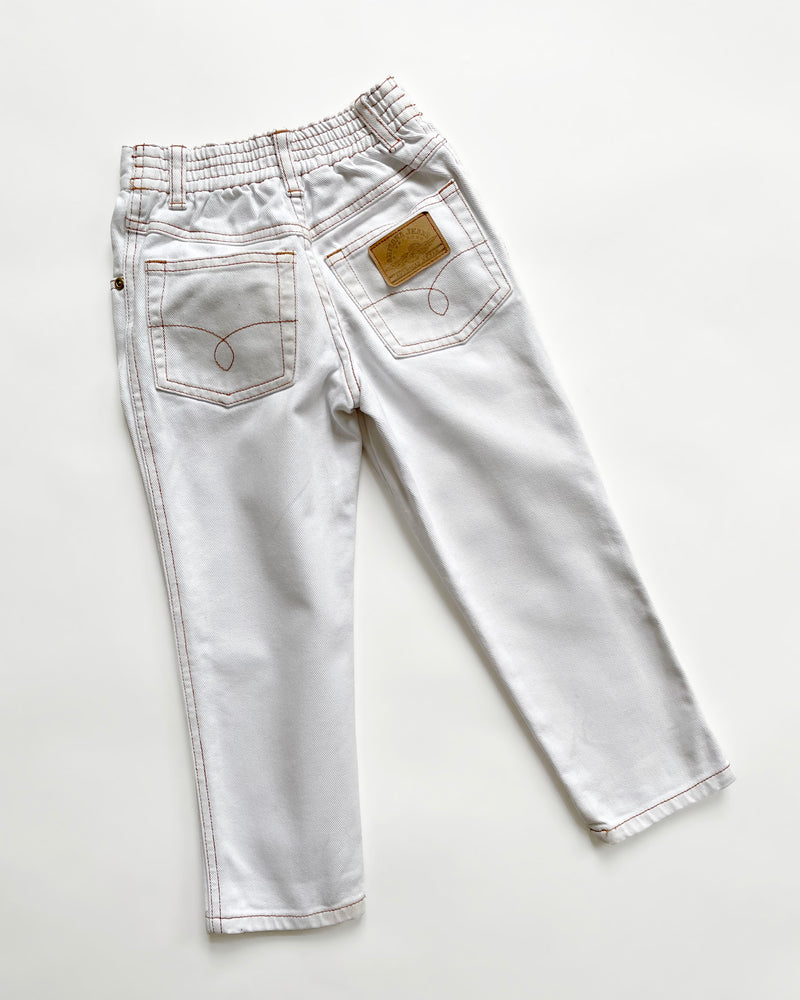 Vintage White Jeans With Elastic Waist