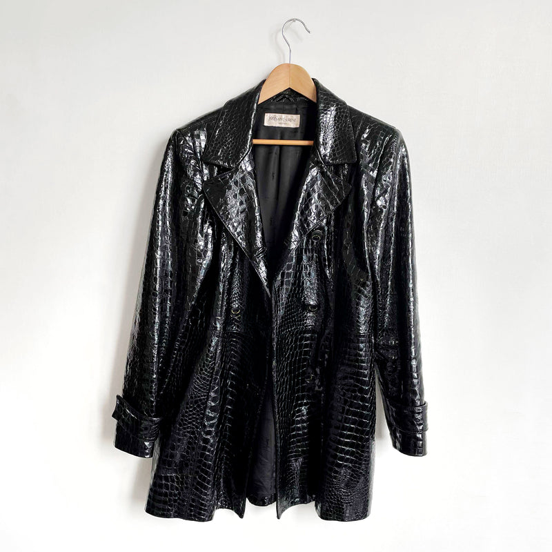 80s Vintage Yves Saint Laurent Leather Coat Women's