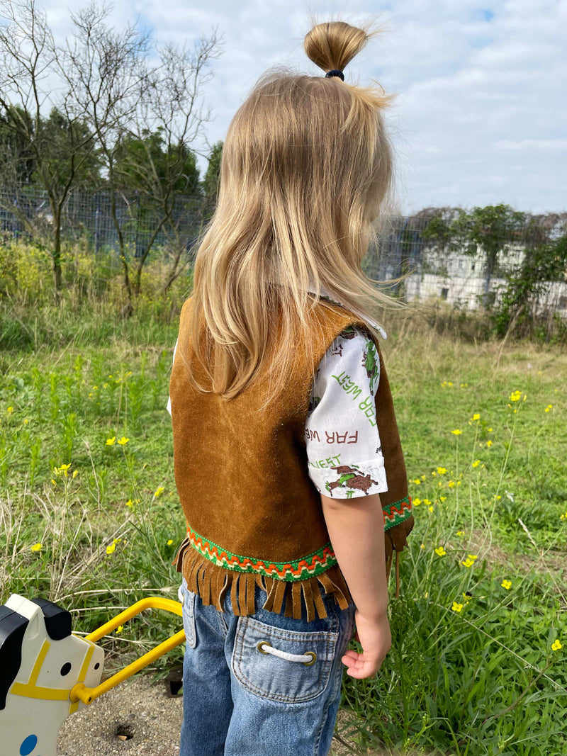 70s Fringed Leather Vest With Embroidery