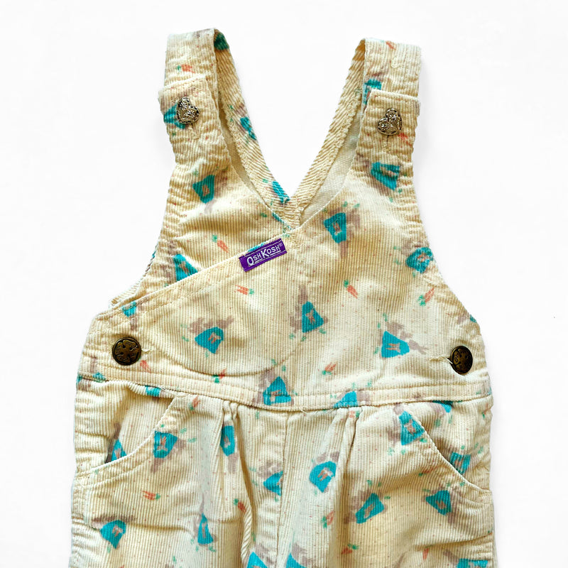 Vintage Oshkosh Rabbits & Carrots Corduroy Overalls 6/9M