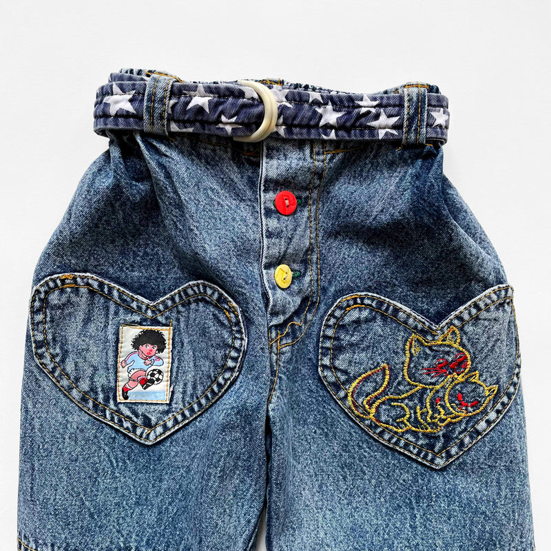 Vintage Heart Jeans With Elastic Waist