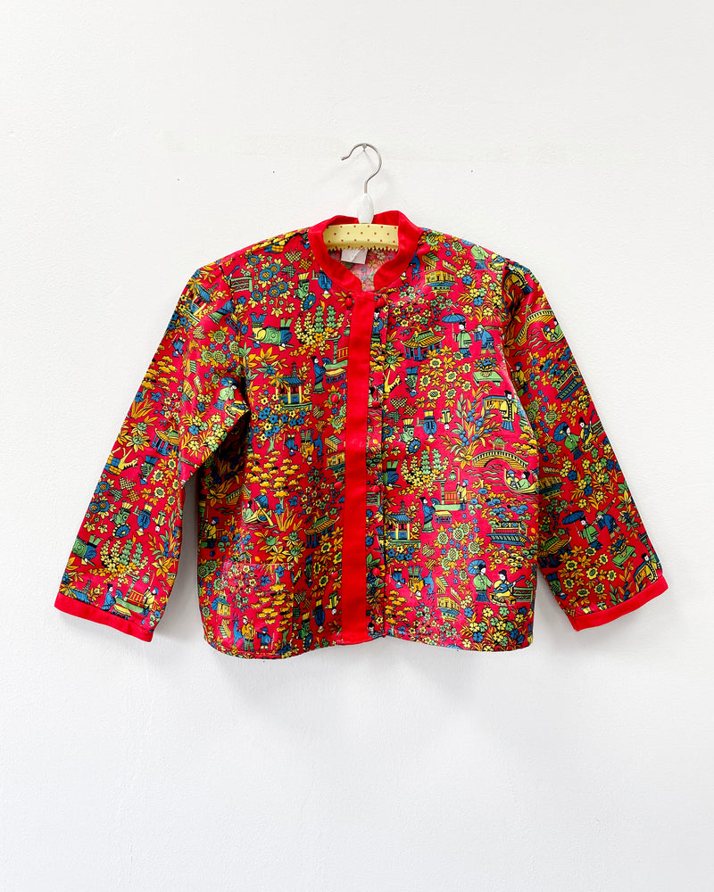 60s Vintage Chinese Print Blouse