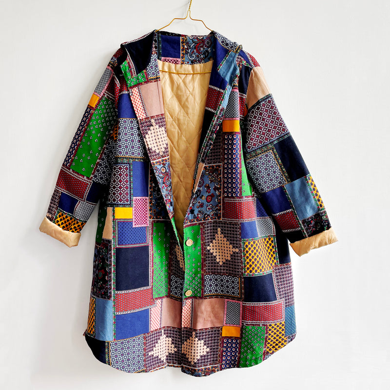 Vintage Patchwork Print Coat Women's