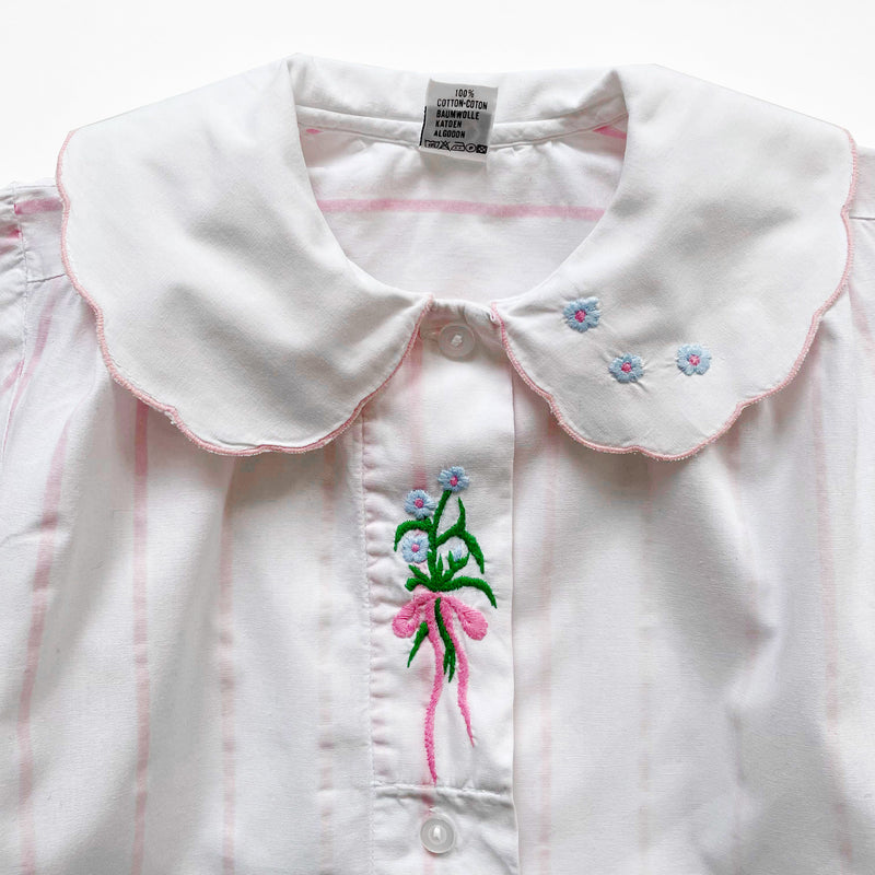 Vintage Cotton Blouse With Floral Embroidery