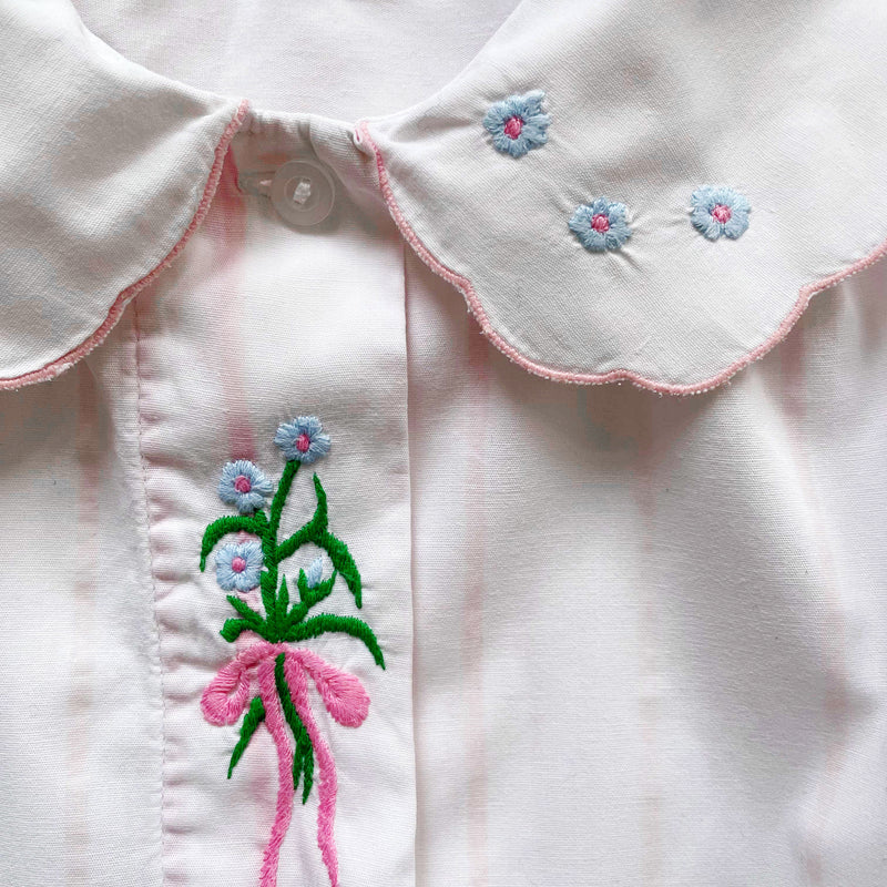 Vintage Cotton Blouse With Floral Embroidery
