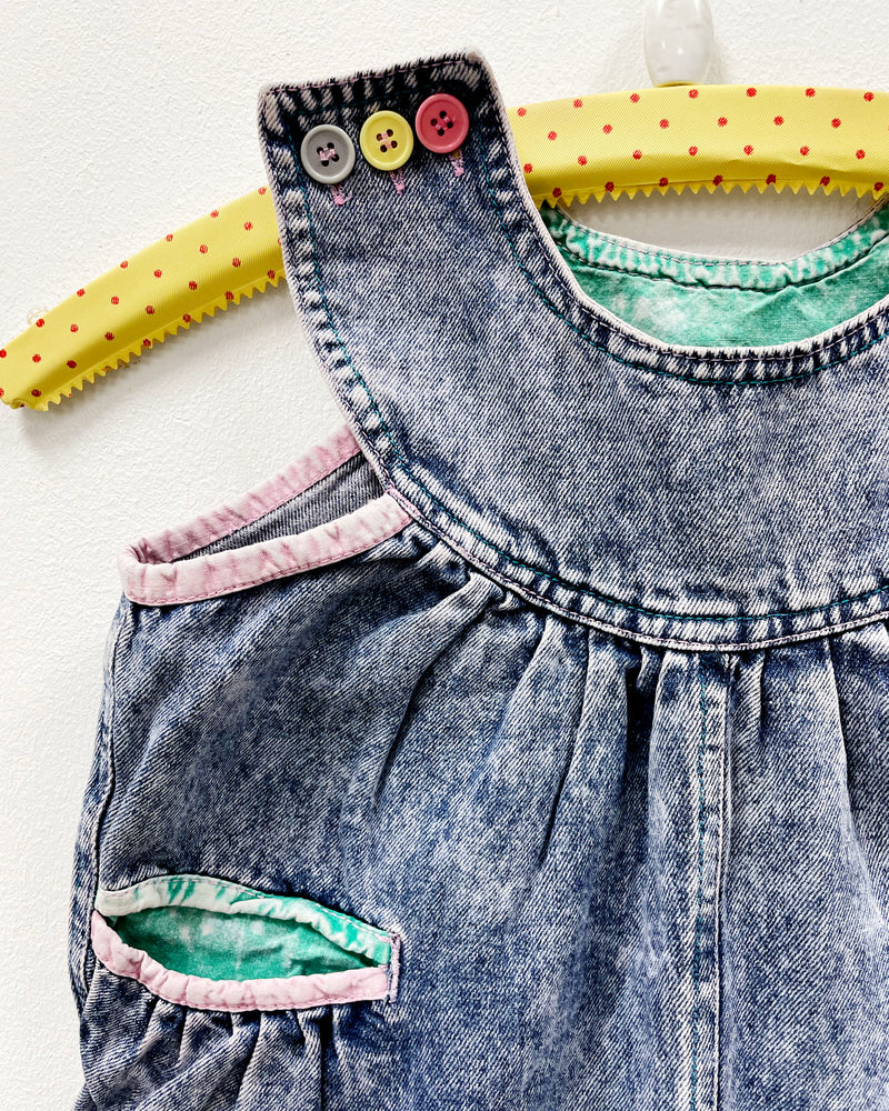 Vintage Acid Wash Denim Bubble Romper