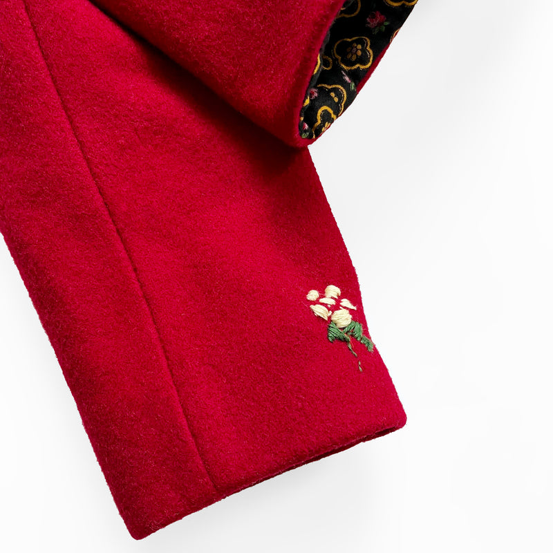 Vintage Wool Two Piece Set With Floral Embroidery