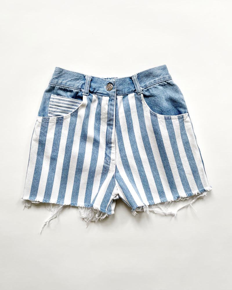 Striped Vintage Denim Shorts