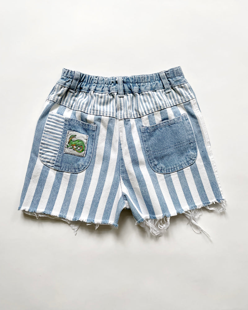 Striped Vintage Denim Shorts