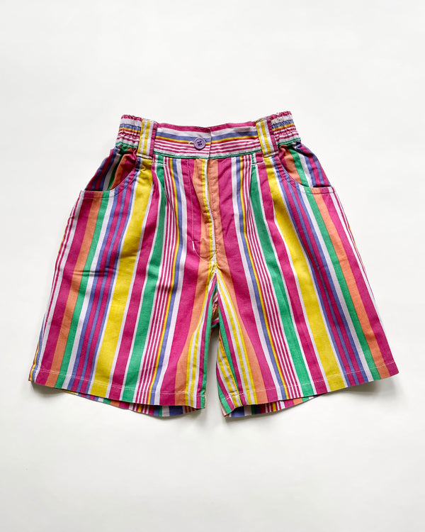 Vintage Striped Shorts With Elastic Waist