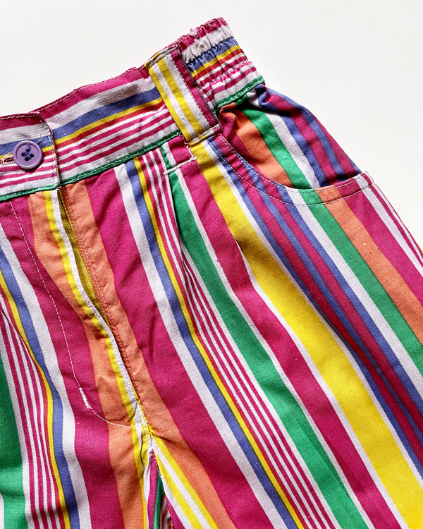 Vintage Striped Shorts With Elastic Waist