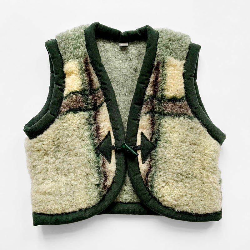 Merino Wool Vest Green/White/Grey 1-2 Years