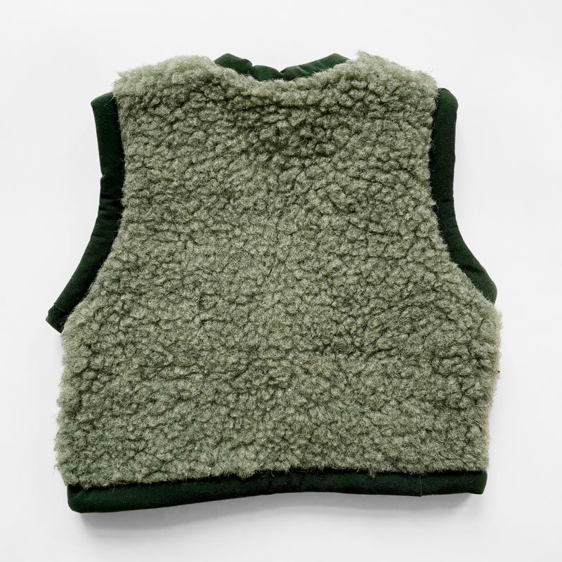 Merino Wool Vest Green/White/Grey 1-2 Years