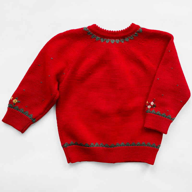 Vintage Jacadi Embroidered Wool Cardigan
