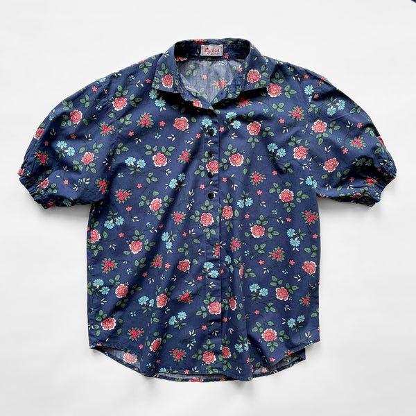 Vintage Sigikid Floral Cotton Blouse With Puffed Sleeves