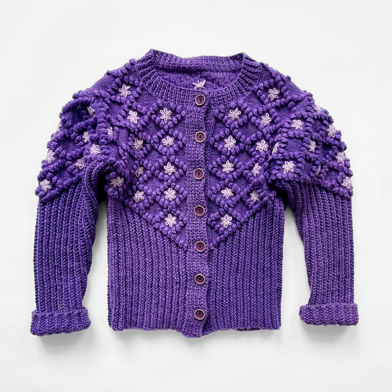 Handmade Vintage Purple Wool Blend Cardigan