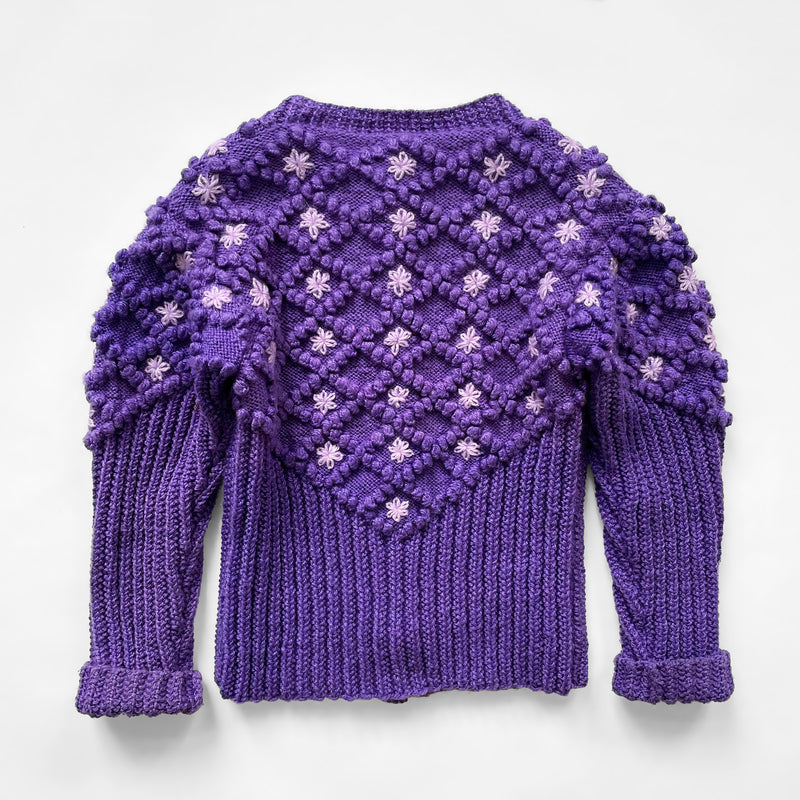 Handmade Vintage Purple Wool Blend Cardigan