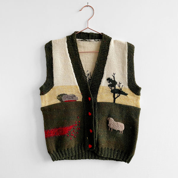 Handmade Vintage Wool Sleeveless Cardigan