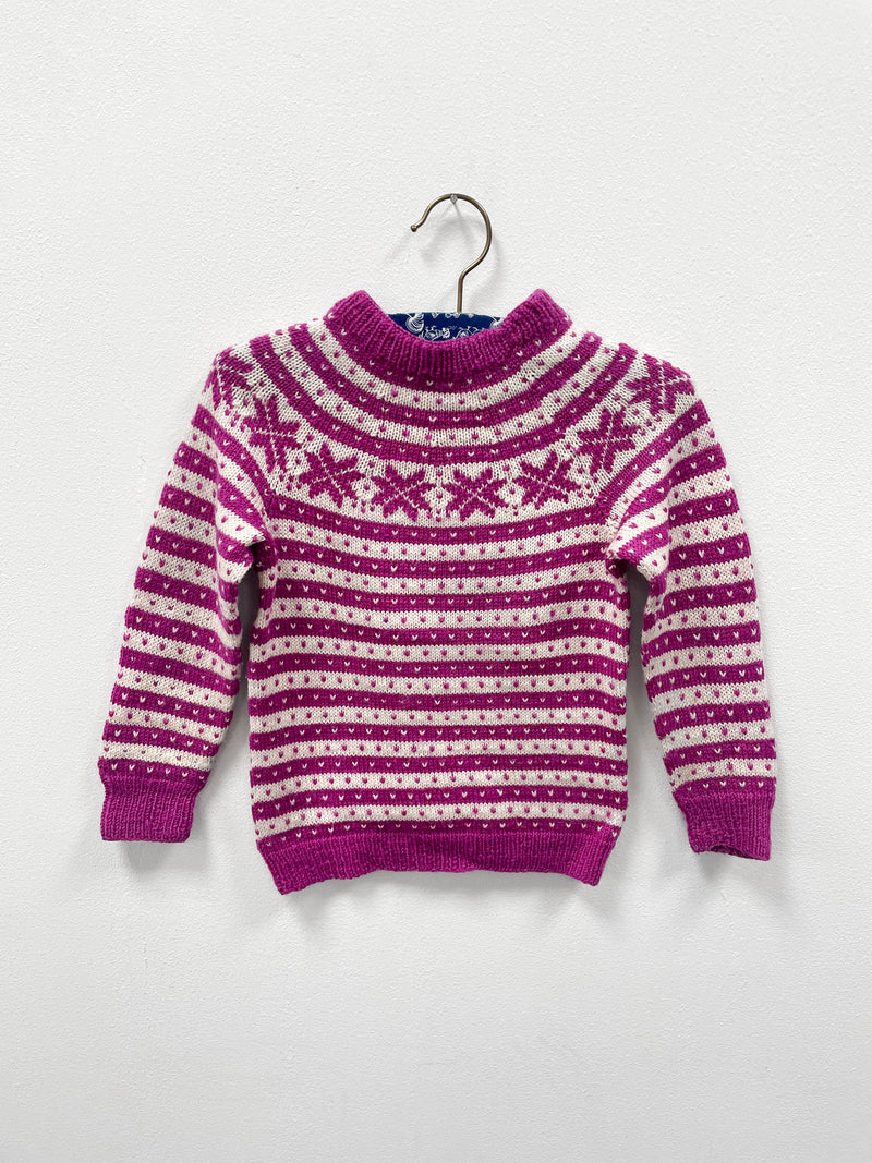 Handmade Vintage Pink Berry Merino Wool Sweater