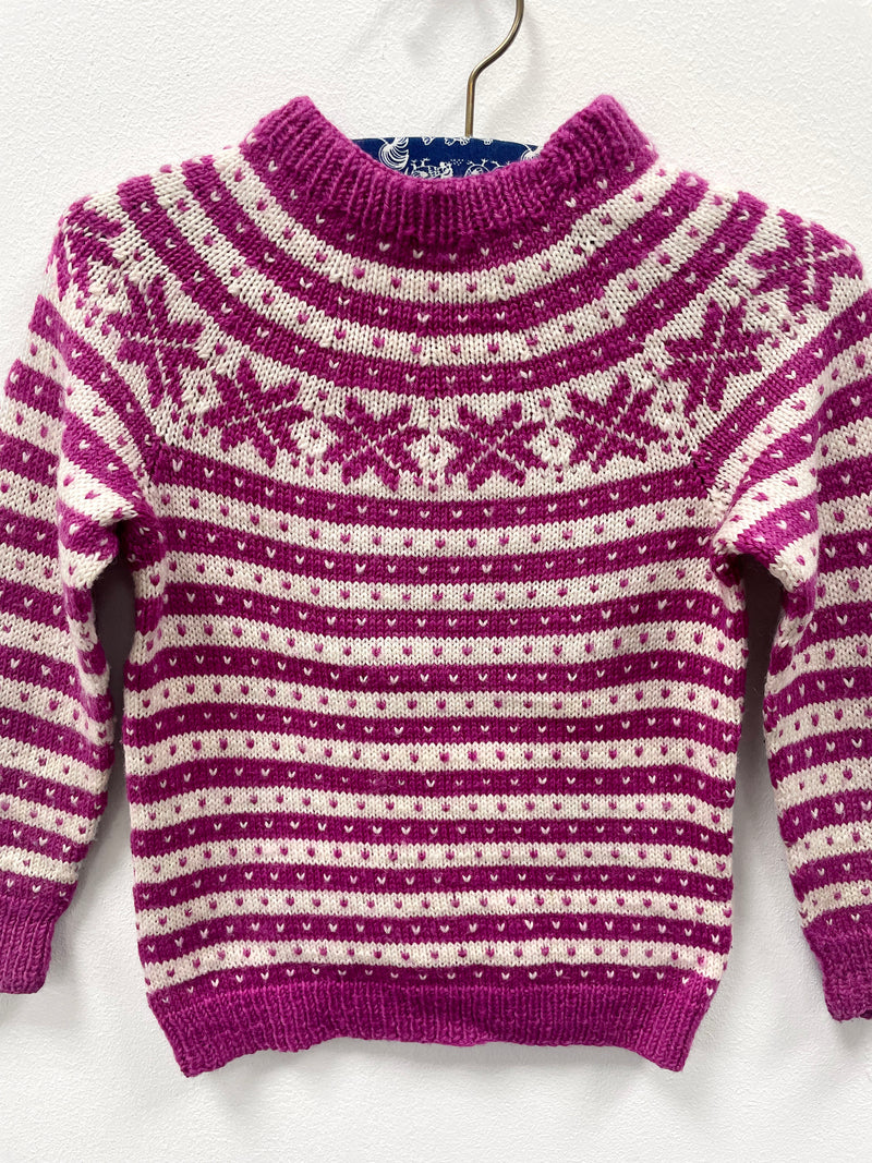 Handmade Vintage Pink Berry Merino Wool Sweater