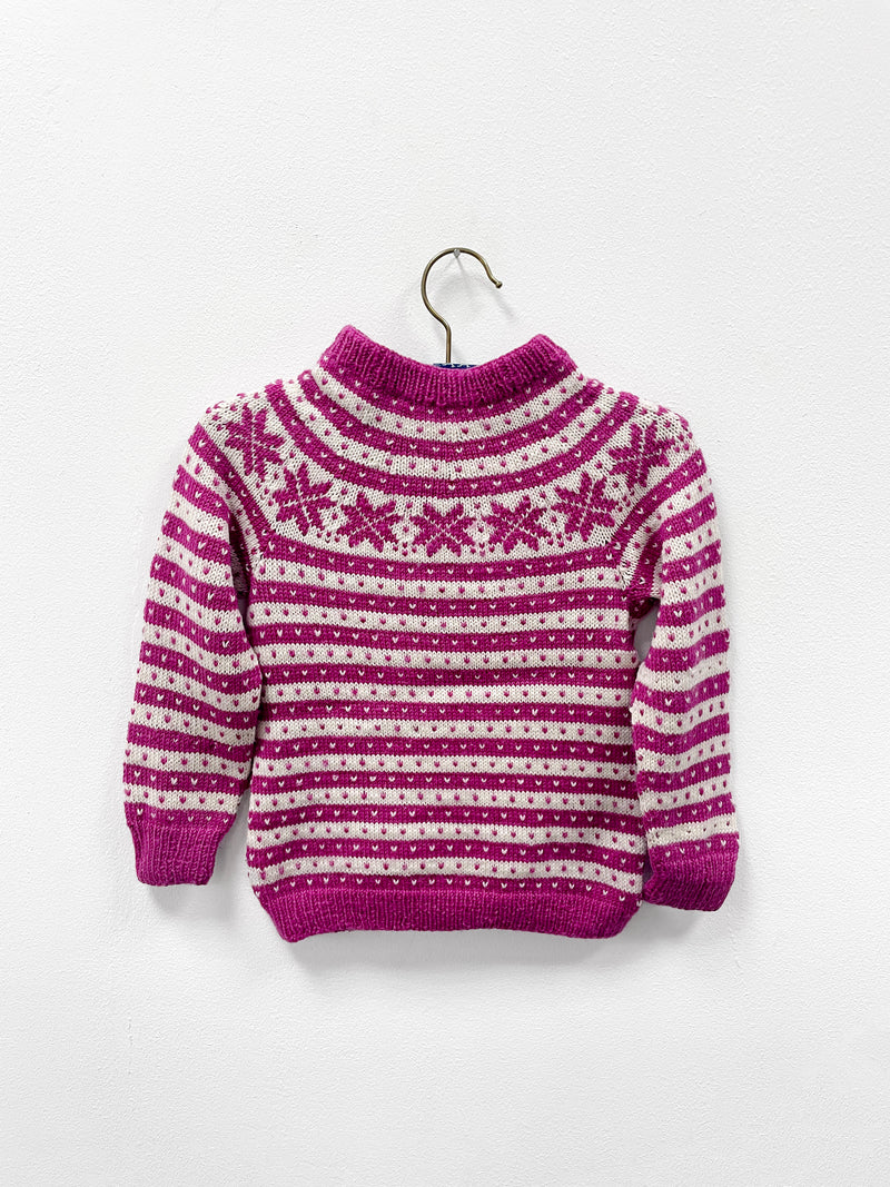 Handmade Vintage Pink Berry Merino Wool Sweater