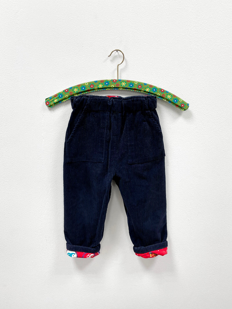 Vintage Reversible Denim / Corduroy Pants With Elastic Waist