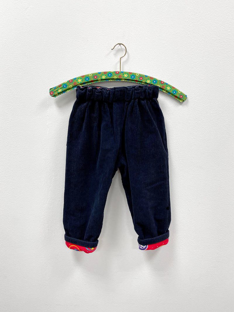 Vintage Reversible Denim / Corduroy Pants With Elastic Waist