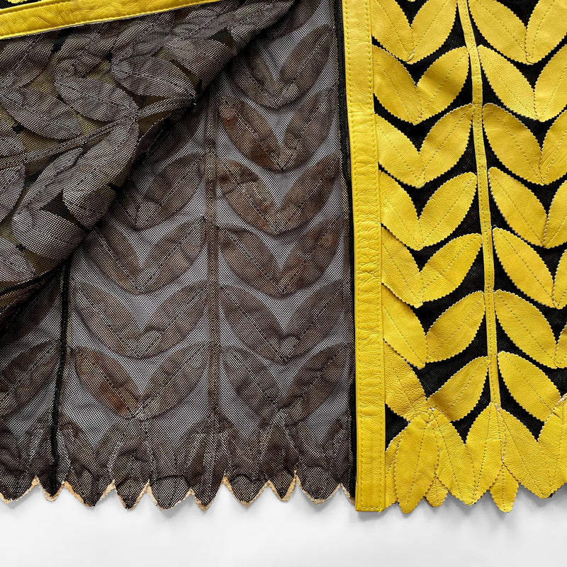 Rare Vintage Napa Leather Mesh Leaves Coat Women's